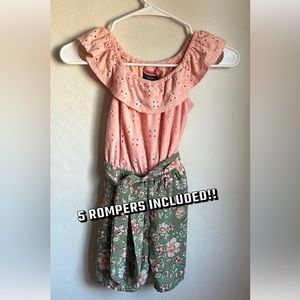 Girls size small/medium! 5 rompers!